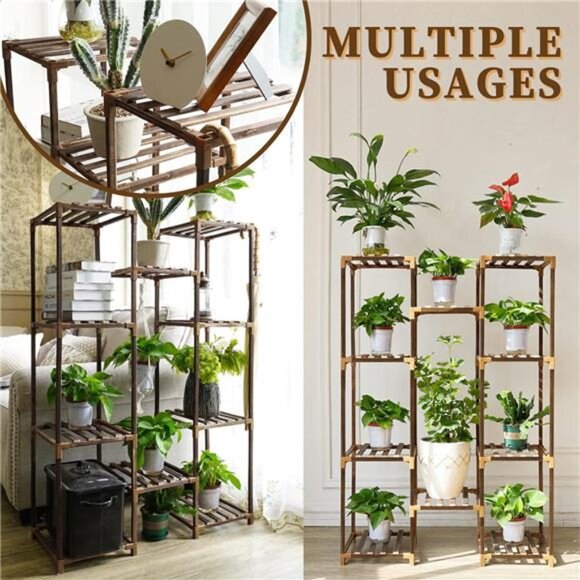 Plant Stand Indoor Outdoor, Tall Plant Shelf for Multiple Plants - Picture 4 of 7